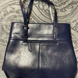 Iswee navy leather tote NWOT, comes with bag